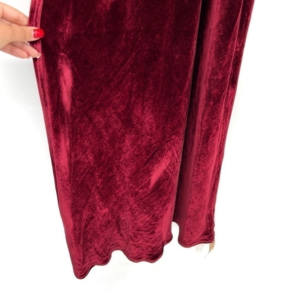 NWT Reformation Malaga Velvet Dress Ruby Red Velvet Lace Puff Shoulder Chianti - Picture 13 of 14
